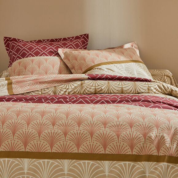 Bedlinnen Eddy in katoen met grafische motieven (zandkleur)