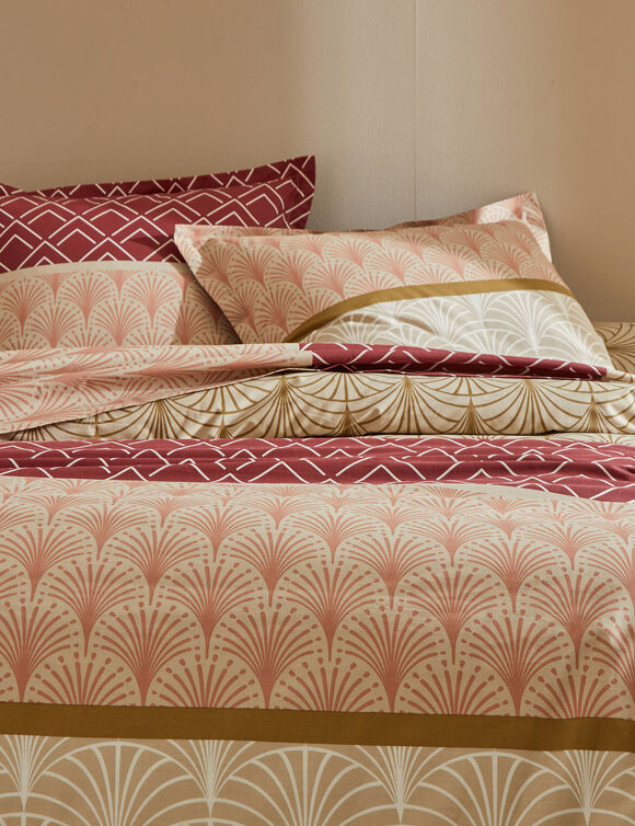 Bedlinnen Eddy in katoen met grafische motieven (zandkleur)