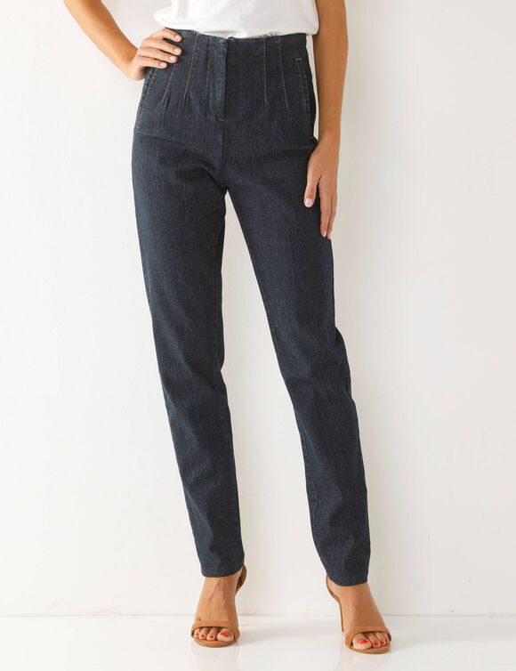 Jean gainant, coupe "mom" taille haute (brut)