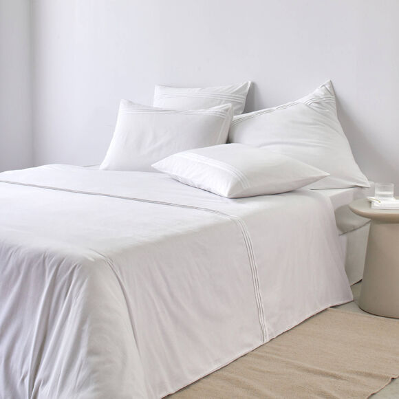 Wit bedlinnen met platte plooien Colombine® (wit)