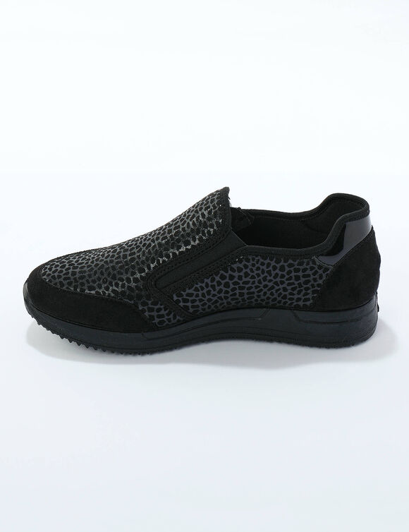 Baskets zipp&eacute;es sp&eacute;cial pieds sensibles en tissu extensible  (noir)
