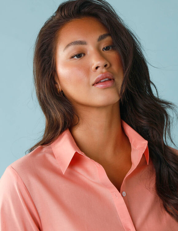 Chemisier brod&eacute; uni, Sp&eacute;cial Petites (bois de rose)