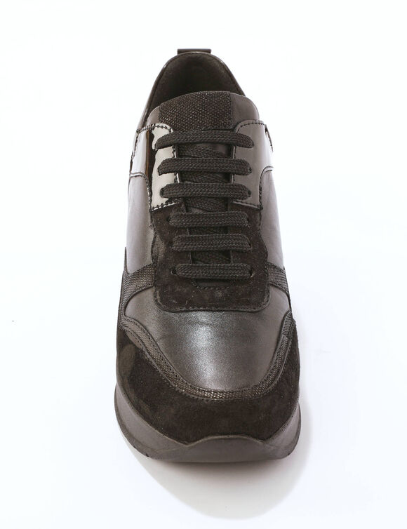 Baskets compensées cuir (zwart)