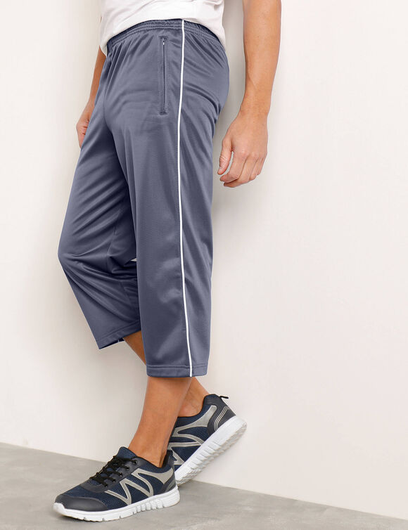 Pantacourt sport microfibre intérieur gratté (gris)