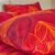 Linge de lit Elsa en polycoton à motifs feuilles (rouge)