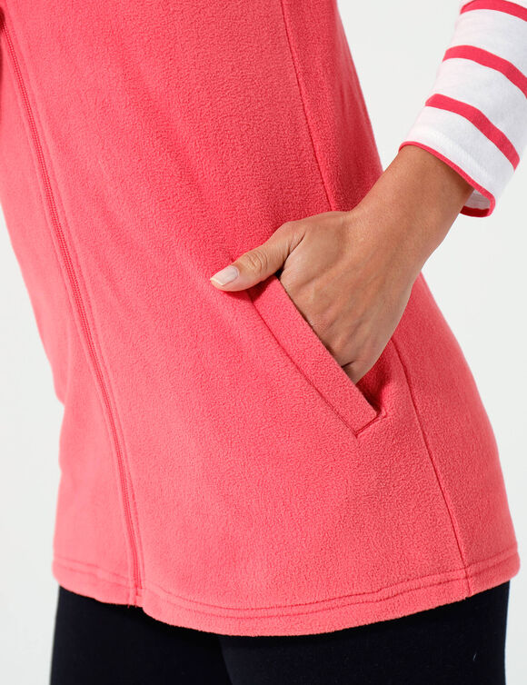 Veste zipp&eacute;e maille polaire, sans manches (corail fonc&eacute;)