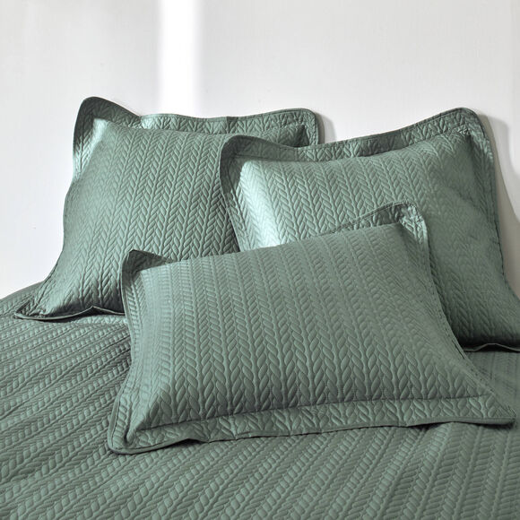 Gematelasseerde microvezel bedsprei met geometrisch motief (saliegroen)