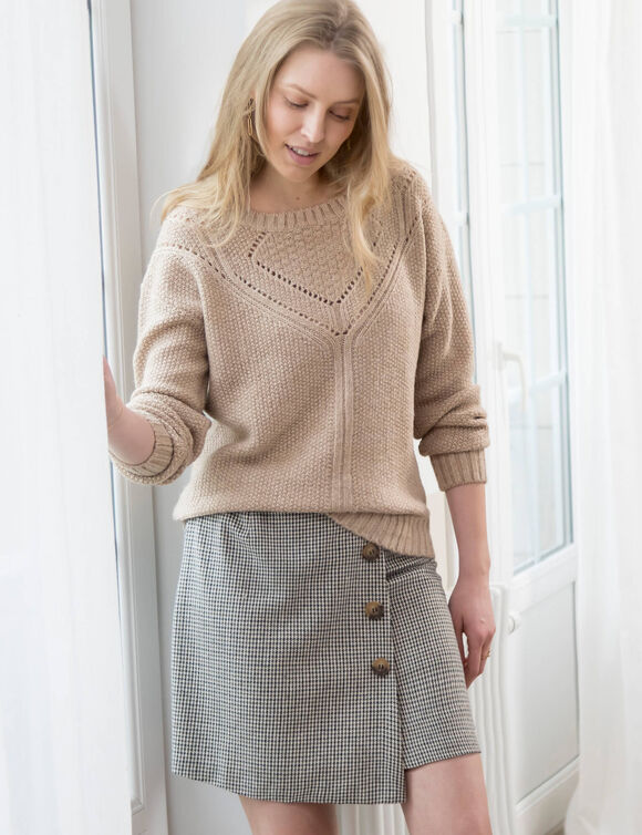 Jupe-short à carreaux (beige / chocolat)