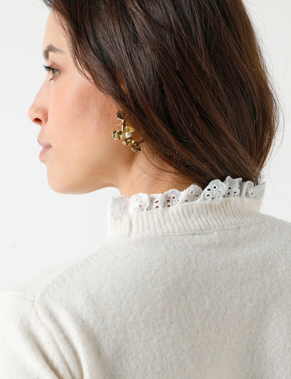 Pull effet 2-en-1, d&eacute;tails broderie anglaise (&eacute;cru)