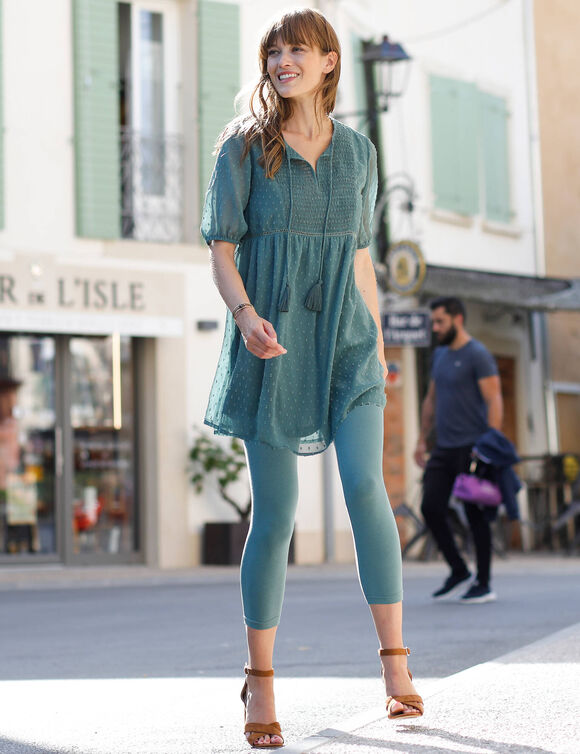 Tunique plumetis unie, polyester recyclé(**) (vert grisé)