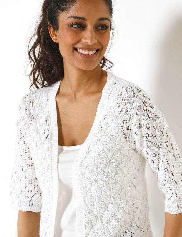 Gilet maille fantaisie (blanc)