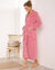 Peignoir in fleece met pluchetouch - 130 cm lang, lange mouwen (poederroze)