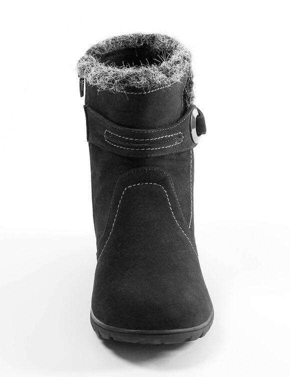 Gevoerde bottines met suedine-effect (zwart)