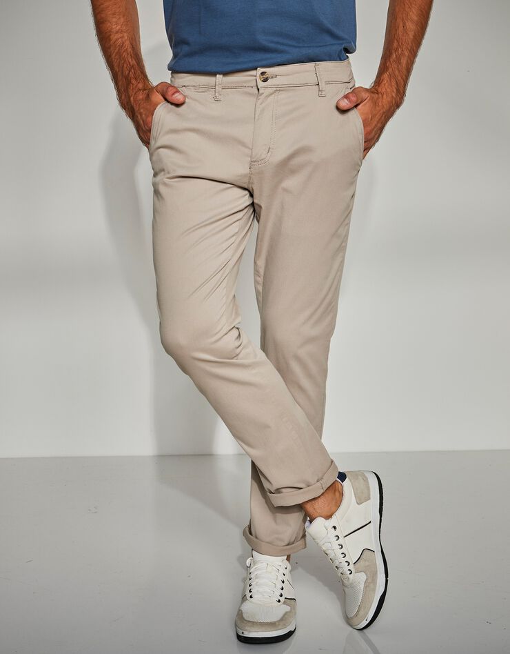 Silicium Vulkaan grot Chino broek in keperstof, beige | Blancheporte