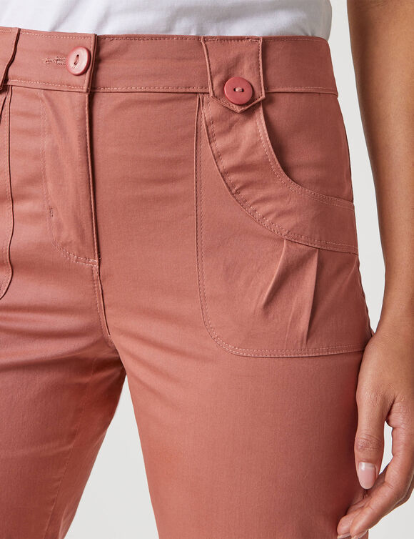 Pantacourt droit stretch (rose th&eacute;)