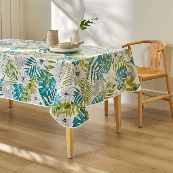 Toile cirée met Tropical print (groen)