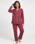 Pyjamabroek van fleece met bedrukking met harten (kersenrood)