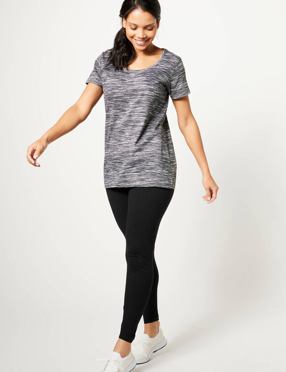 Tee-shirt chiné manches courtes en coton biologique(**) (noir chiné)