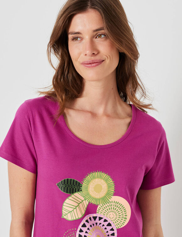 Chemise de nuit courte manches courtes motif "rosaces" (violine)