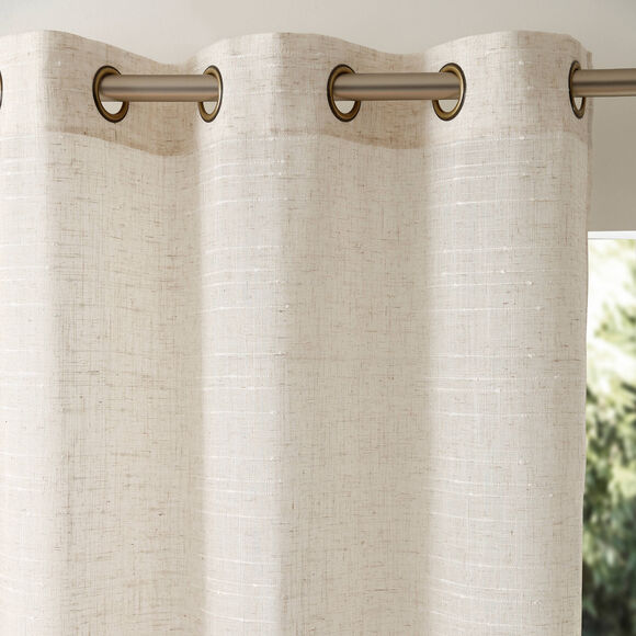 Panneau voilage tissage fantaisie - finition oeillets (ivoire)