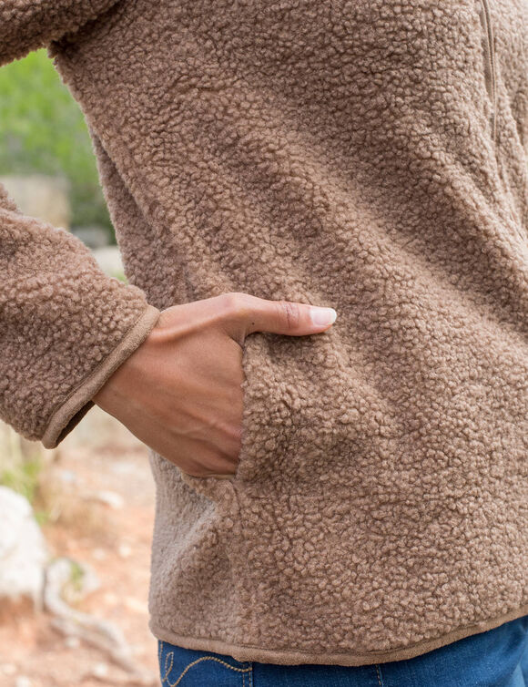 Veste zipp&eacute;e maille bouclette (noisette)