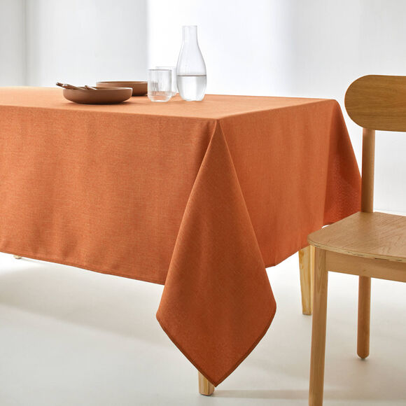 Gekeperd tafellaken met chin&eacute; aspect (roestbruin)