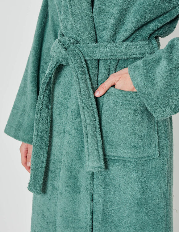 Badjas in lusjesbadstof met sjaalkraag, unisex volwassenen (eucalyptus)
