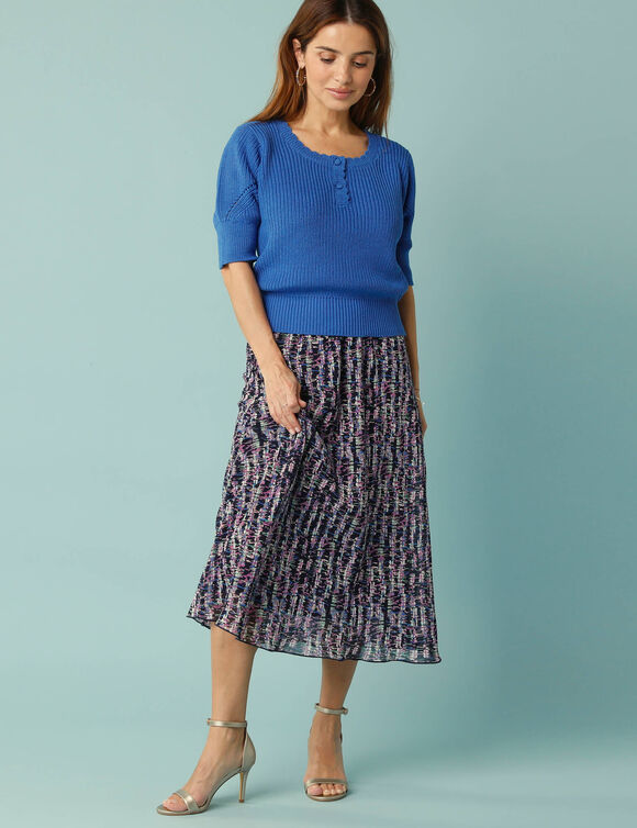Pull Spécial Petites col rond boutonné (bleu dur)