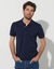 Polo uni maille piquée manches courtes (marine)