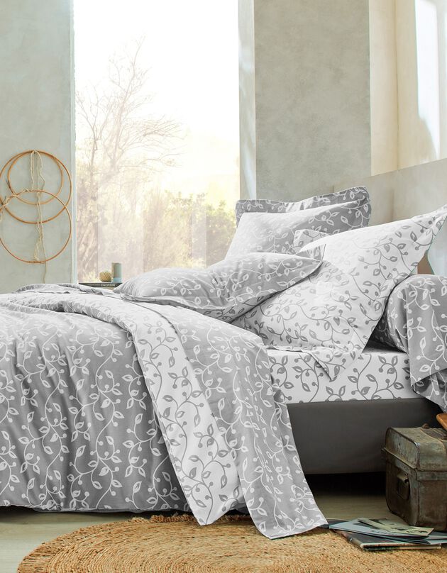 Linge de lit Héritage en coton à motifs volutes, gris, hi-res