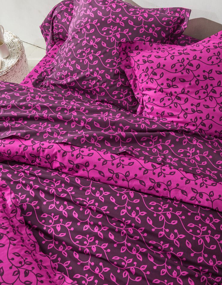 Linge de lit Héritage flanelle à motifs volutes (fuchsia / prune)