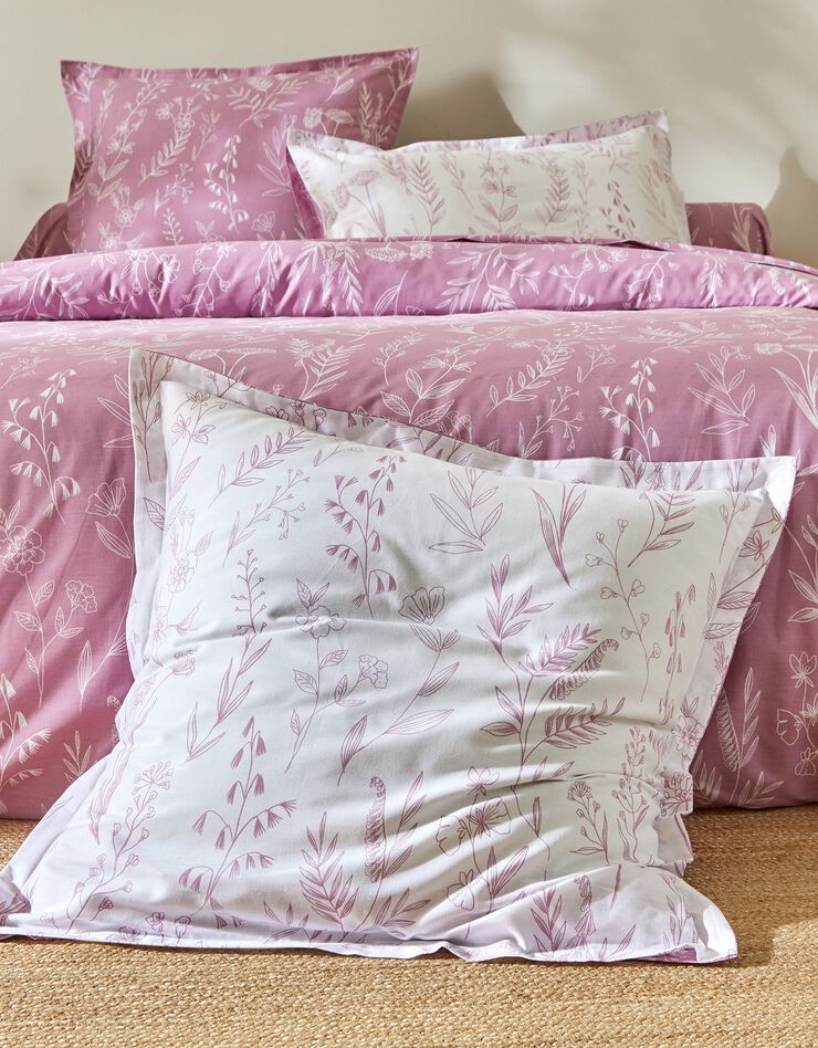Linge de lit Alessia en coton imprimé fleuri (parme)