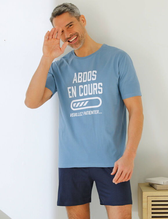 Pyjama short manches courtes Abdos en cours (marine / bleu)