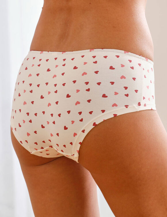 Culotte coton forme shorty imprimé motifs "coeurs" assortis– Lot de 4 (rouge)