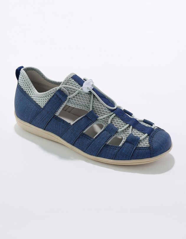 Sneakers met ajour en elastische veters (blauw)