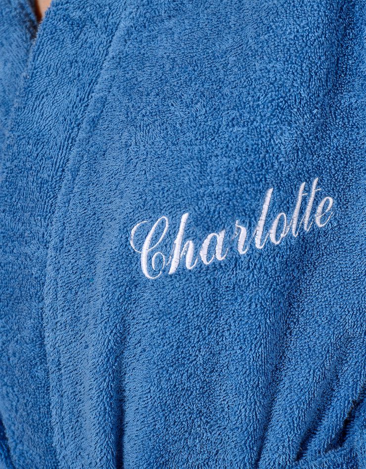 Peignoir mixte adulte col capuche éponge bouclette personnalisable (bleu dur)