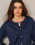 Vest met fantasieknopen, zachte touch (marine)