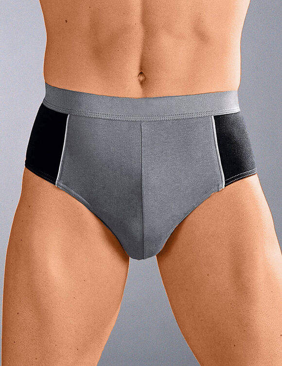 Slip fermé bicolore, taille haute - lot de 4 (gris / noir)