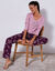 Katoenen pyjama met lange mouwen en rozenprint (pruim / roze)