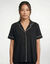 Pyjama short col tailleur en coton&nbsp;&agrave; liser&eacute; contrast&eacute; (noir)