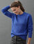 Trui met hoge kraag, opengewerkt breiwerk (blauw)