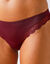 Culotte forme tanga en coton et dentelle - lot de 3 (prune + fuchsia + ivoire)