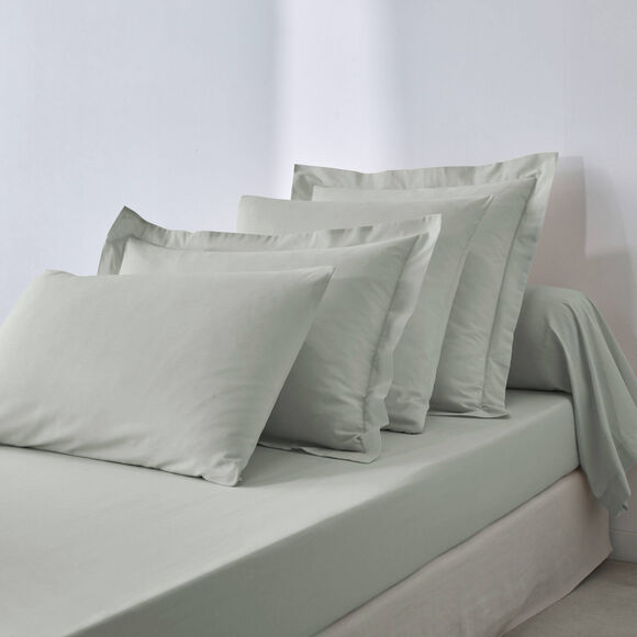 Drap-housse uni coton bonnet 32 cm (gris perle)