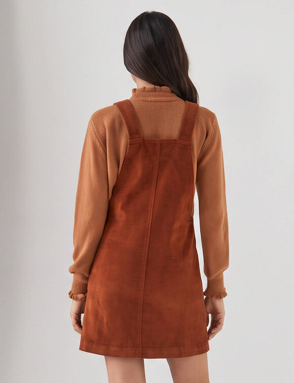 Robe chasuble &eacute;vas&eacute;e, velours c&ocirc;tel&eacute; (caramel)