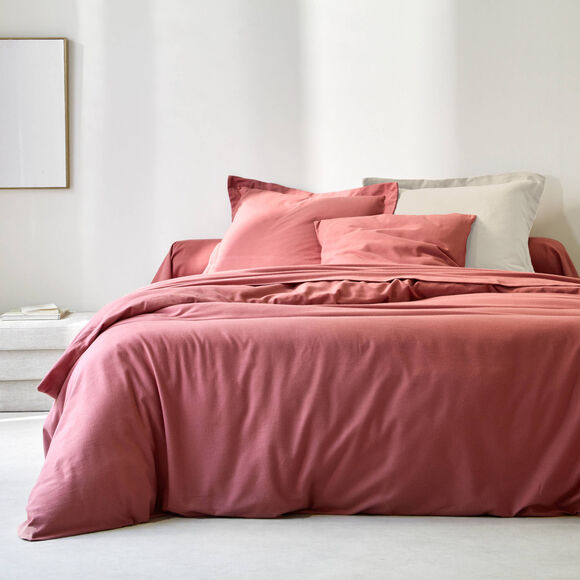 Linge de lit uni flanelle (bois de rose)