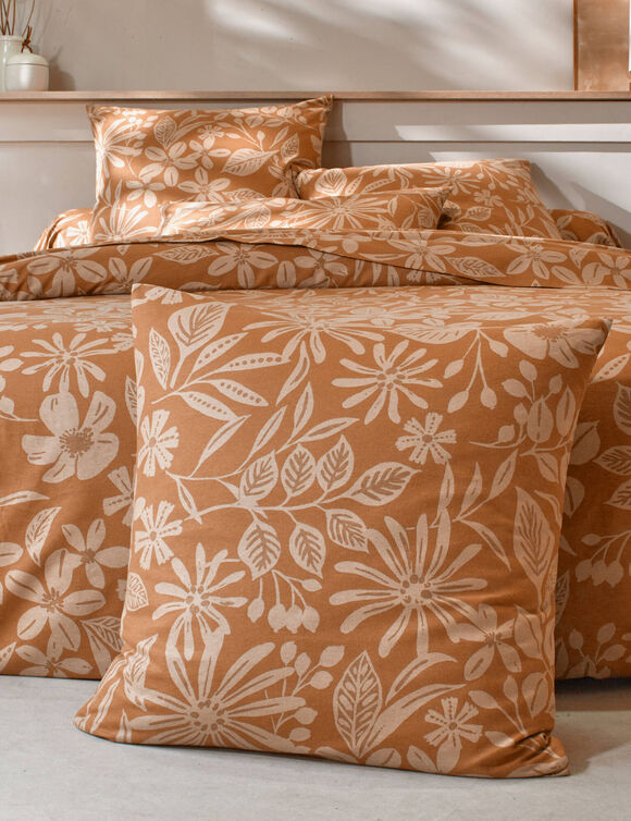Linge de lit Céline en flanelle imprimé floral (caramel)