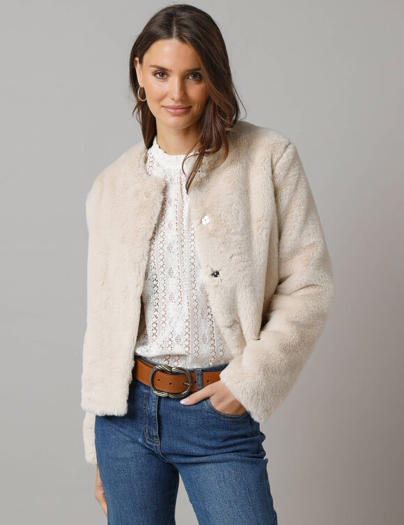 Veste en fausse fourrure (beige)
