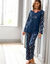 Pyjama met bloemenprint - zuiver katoen (marine)