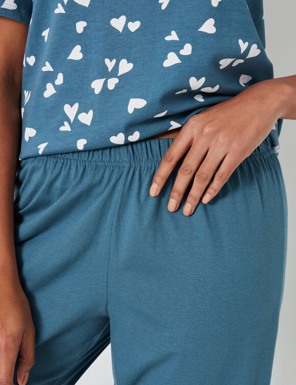 Pyjama court imprim&eacute; c&oelig;urs (&eacute;meraude / blanc)