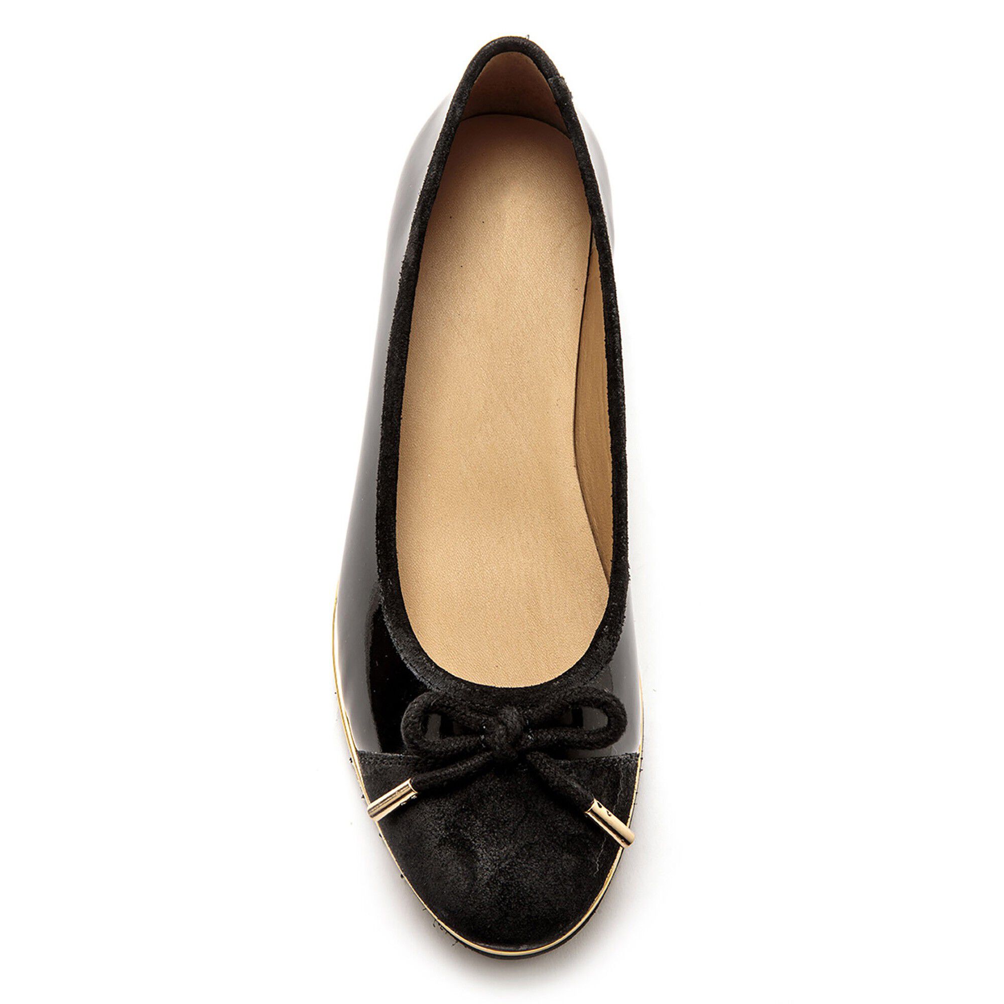 Ballerina met sleehak en comfortbreedte, in gelakt leer - zwart |  Blancheporte